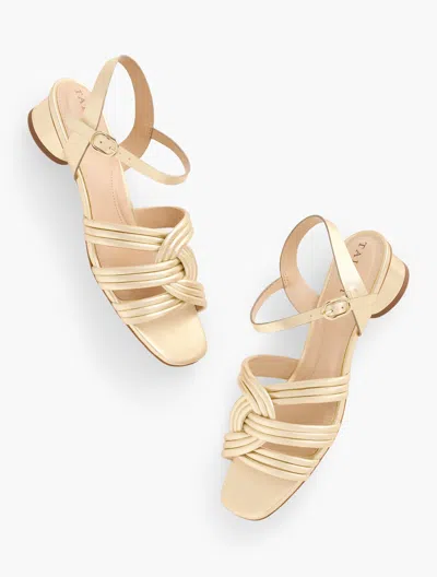 Talbots Adina Nappa Block Heel Sandals - Metallic - Gold - 9 1/2 M
