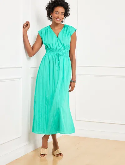 Talbots Petite - V-neck Midi Dress - Villa Blue - 14 - 100% Cotton