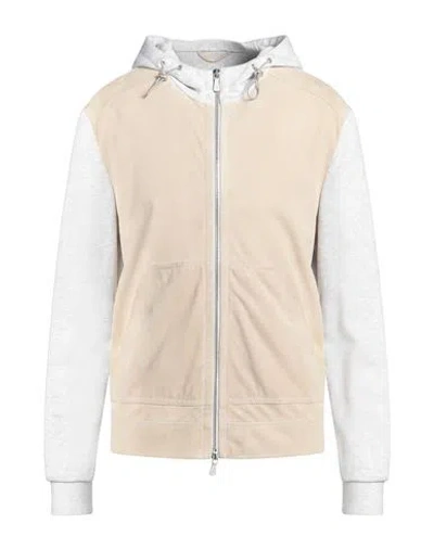 Eleventy Man Sweatshirt Beige Size 48 Cotton, Polyamide, Lambskin In Neutral