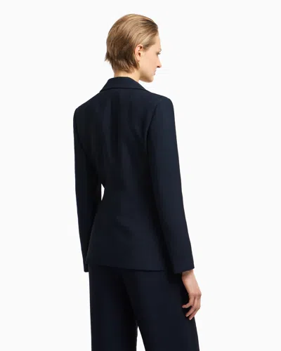 Emporio Armani Icon Blazer In Flowing, Armure Fabric In Blue