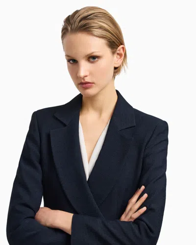 Emporio Armani Icon Blazer In Flowing, Armure Fabric In Blue
