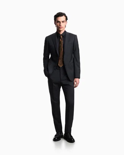 Emporio Armani Single-breasted Suit Made Of Tropical Light Wool With A Check Motif In Black