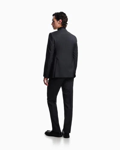Emporio Armani Single-breasted Suit Made Of Tropical Light Wool With A Check Motif In Black