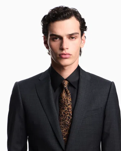 Emporio Armani Single-breasted Suit Made Of Tropical Light Wool With A Check Motif In Black