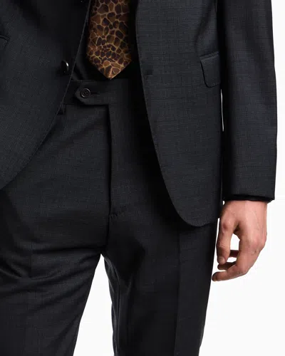 Emporio Armani Single-breasted Suit Made Of Tropical Light Wool With A Check Motif In Black