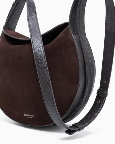 Giorgio Armani Large Shoulder Bag In Suede And Pebbled Calfskin