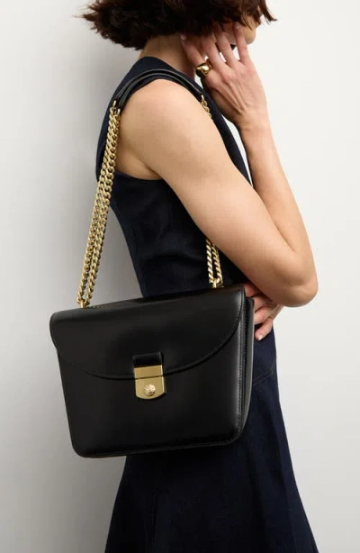 Veronica Beard Double Link Flap Convertible Leather Shoulder Bag