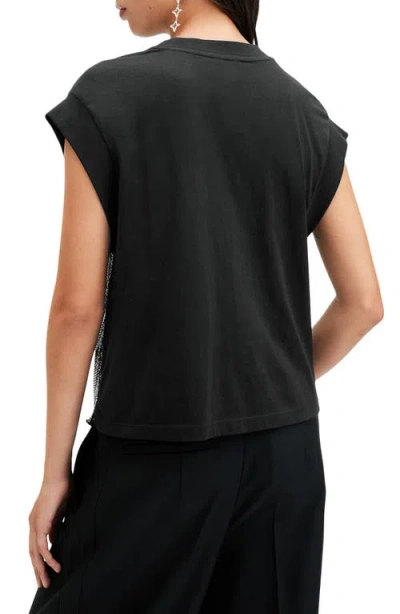 Allsaints Shane Mixed Media Chainmail Top In Black