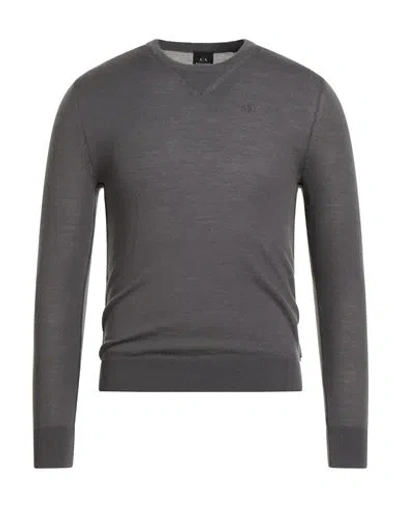 Armani Exchange Man Sweater Charcoal Size Xs Virgin Wool, Wool, Polyamide, Elastane In Gray