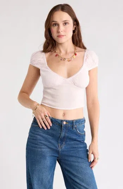 Abound Smocked Cap Sleeve Crop Top In Neutral