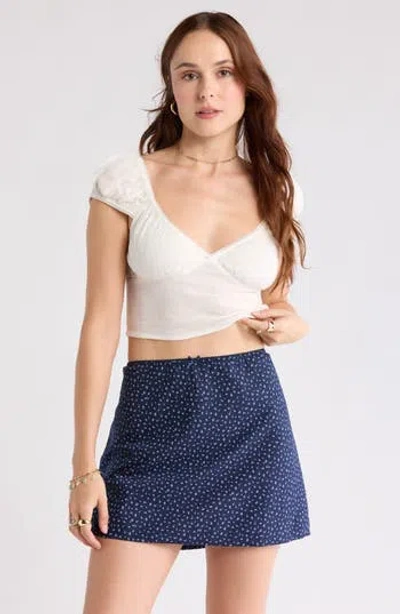 Abound Smocked Cap Sleeve Crop Top In White