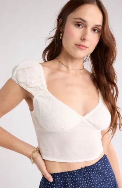 Abound Smocked Cap Sleeve Crop Top In White