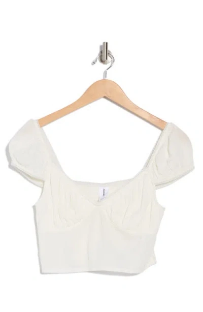 Abound Smocked Cap Sleeve Crop Top In White