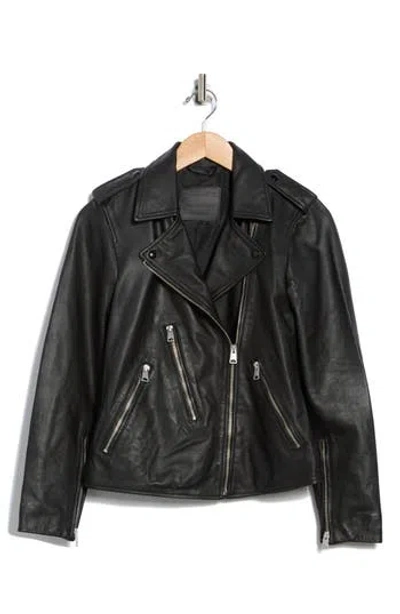 Allsaints Elva Leather Biker Jacket In Black