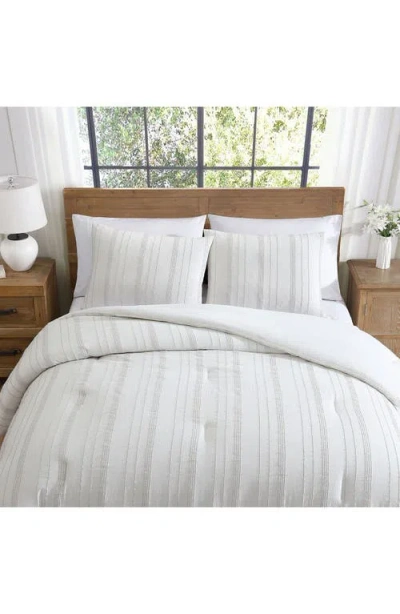 Tahari Mellie Stripe Cotton Comforter Set In White