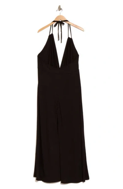 Go Couture Plunge Strap Wide Leg Jumpsuit In Black