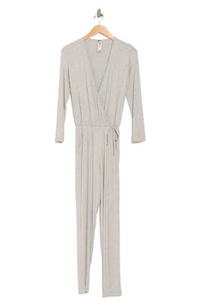 Go Couture Long Sleeve Tie Waist Jumpsuit In Neutral