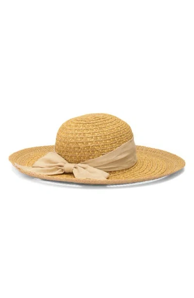 Nine West Lace Edge Bow Straw Floppy Hat