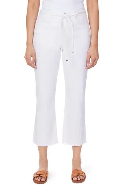 Kensie Tie Belt High Waist Kick Flare Jeans In White