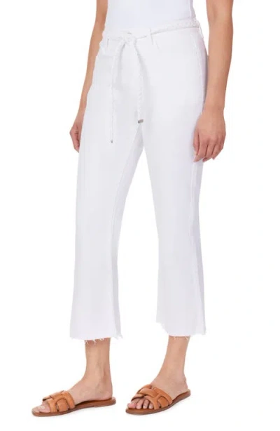 Kensie Tie Belt High Waist Kick Flare Jeans In White