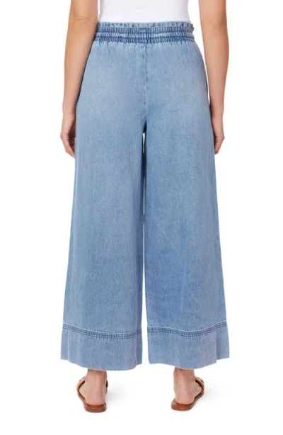 Kensie Stitch Detail Cropped Wide Leg Jeans In Blue