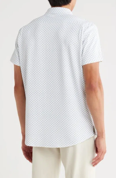 Kenneth Cole Short Sleeve Knit Button-up Golf Shirt In White