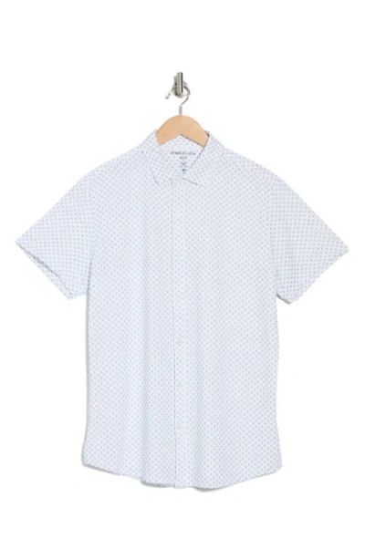 Kenneth Cole Short Sleeve Knit Button-up Golf Shirt In White