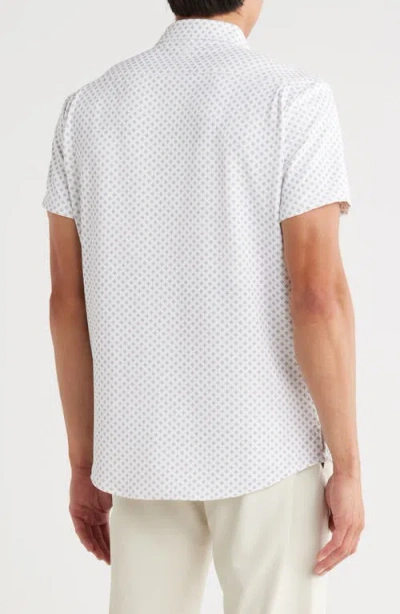 Kenneth Cole Short Sleeve Knit Button-up Golf Shirt In White