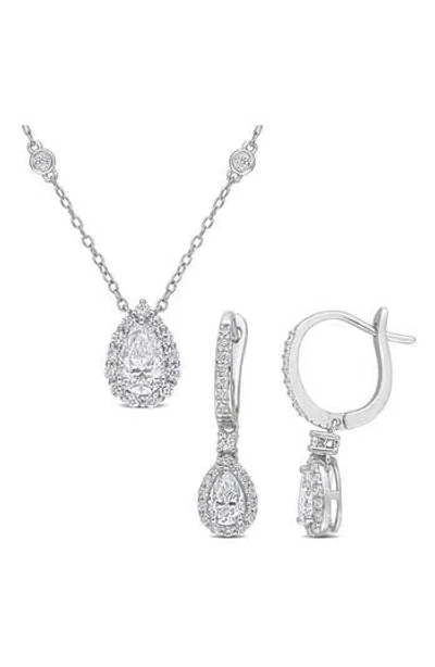 Delmar Lab Grown Moissanite Pendant Necklace & Drop Earrings Set