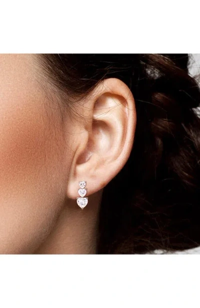 Delmar Sterling Silver Lab Grown Moissanite Heart Linear Stud Earrings