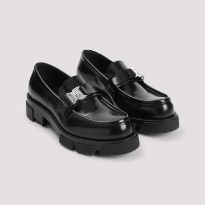 Givenchy Polished Black Bull Leather Loafers With Chunky Sole In Black