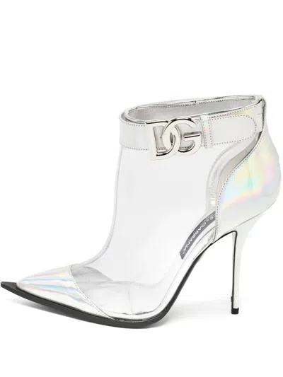 Pre-owned Dolce & Gabbana 110mm Pointed-toe Clear Ankle Boots
