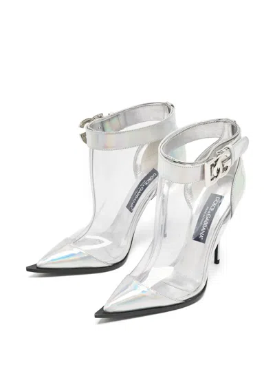 Pre-owned Dolce & Gabbana 110mm Pointed-toe Clear Ankle Boots