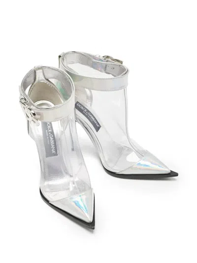 Pre-owned Dolce & Gabbana 110mm Pointed-toe Clear Ankle Boots