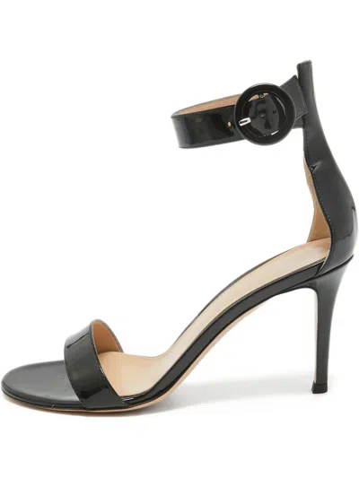 Pre-owned Gianvito Rossi  90mm Portofino Patent-leather Ankle-strap Sandals In Black