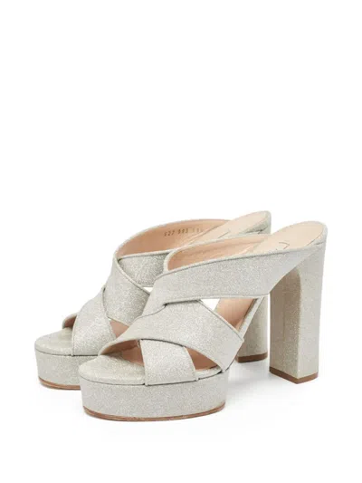 Pre-owned Casadei Vintage 120mm Glitter Platform Sandals