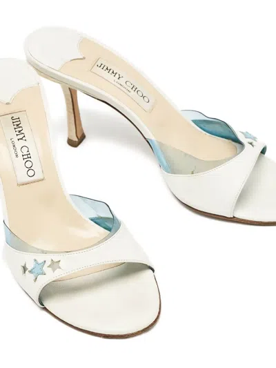 Pre-owned Jimmy Choo 90mm Leather Sandals In White