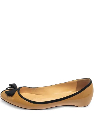 Pre-owned Christian Louboutin Balinodono Ballet Flats In Neutral