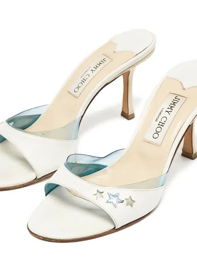 Pre-owned Jimmy Choo 90mm Leather Sandals In White