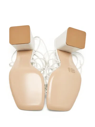 Pre-owned Gianvito Rossi  95mm Minas Block-heel Sandals In White