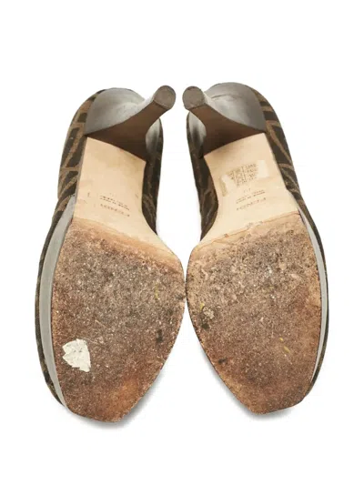 Pre-owned Fendi Monogram Heeled Pumps In Brown