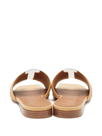 Pre-owned Malone Souliers  Leather Flat Sandals In Neutral