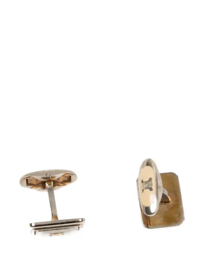 Pre-owned Celine 1990s Triomphe Cufflinks In Silver