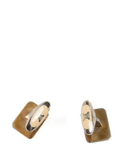 Pre-owned Celine 1990s Triomphe Cufflinks In Silver