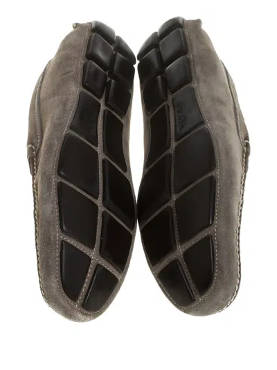 Pre-owned Prada Suede Loafers In Green