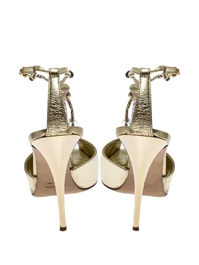 Pre-owned Giuseppe Zanotti Vintage  110mm Crystal-embellished Sandals In Gold