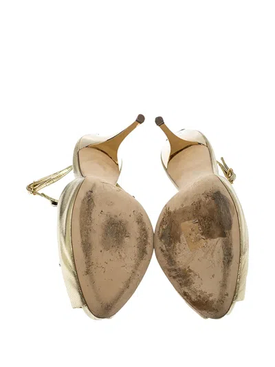 Pre-owned Giuseppe Zanotti Vintage  110mm Crystal-embellished Sandals In Gold