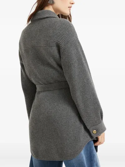 Brunello Cucinelli Ribbed Wool Belted Cardigan