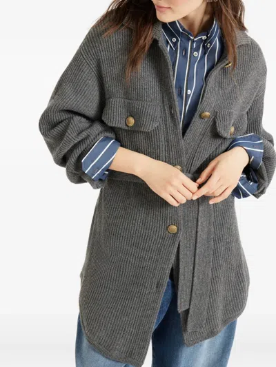 Brunello Cucinelli Ribbed Wool Belted Cardigan