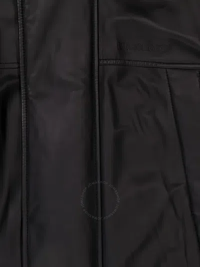 Burberry Shearling-collar Leather Coat In Black